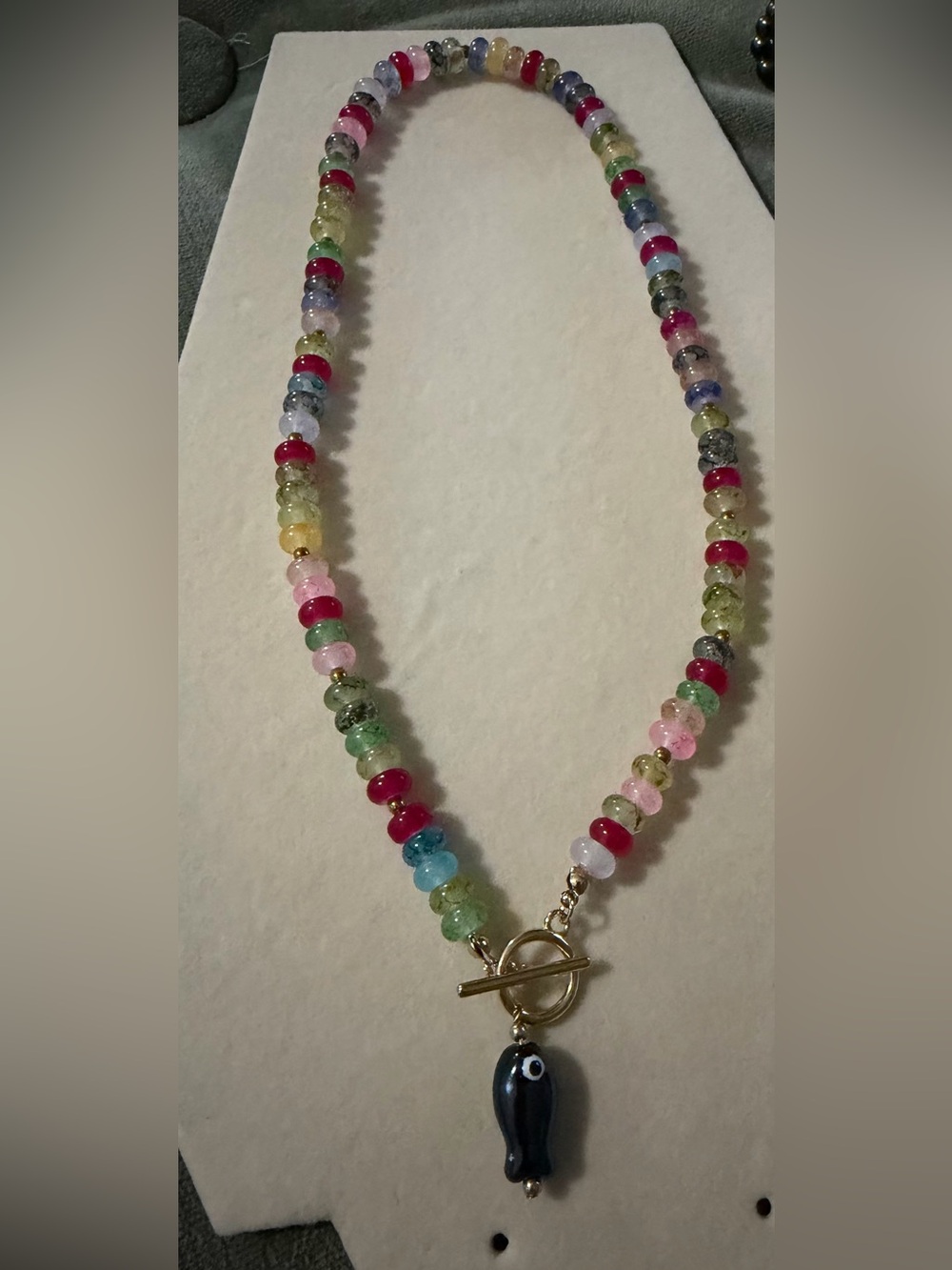 Free People Bead Necklace with Fish Charm